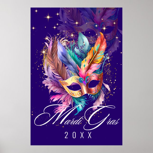 Mardi Gras Mascarada Mask | Poster púrpura (Frente)