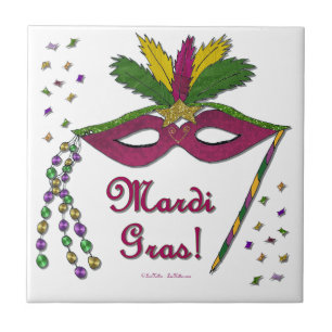 Mardi Gras Mask Feather Miçanga