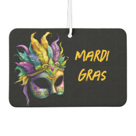Mardi Gras Mask on Black Faux Canvas