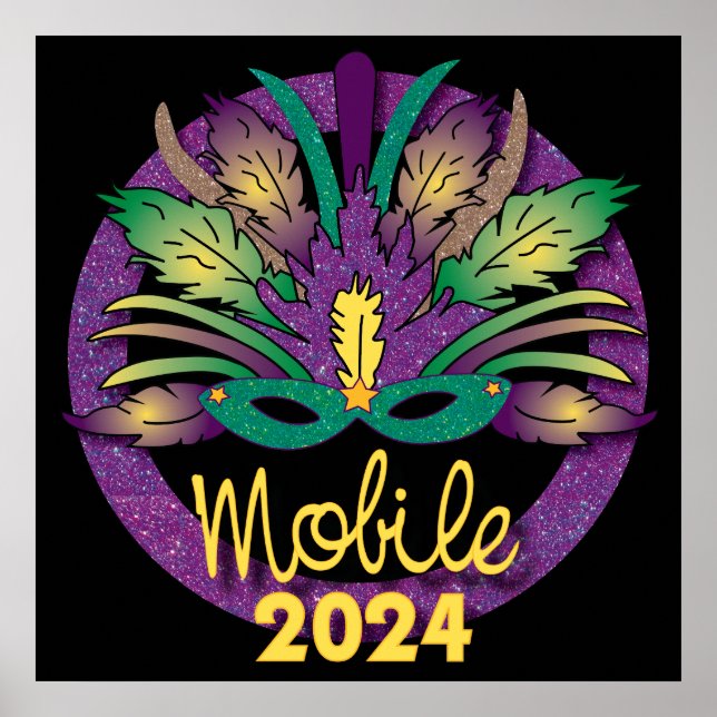 Mardi Gras Mask Poster - 2024 - Mobile (Frente)