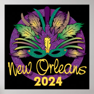Mardi Gras Mask Poster - 2024 - Nova Orleans