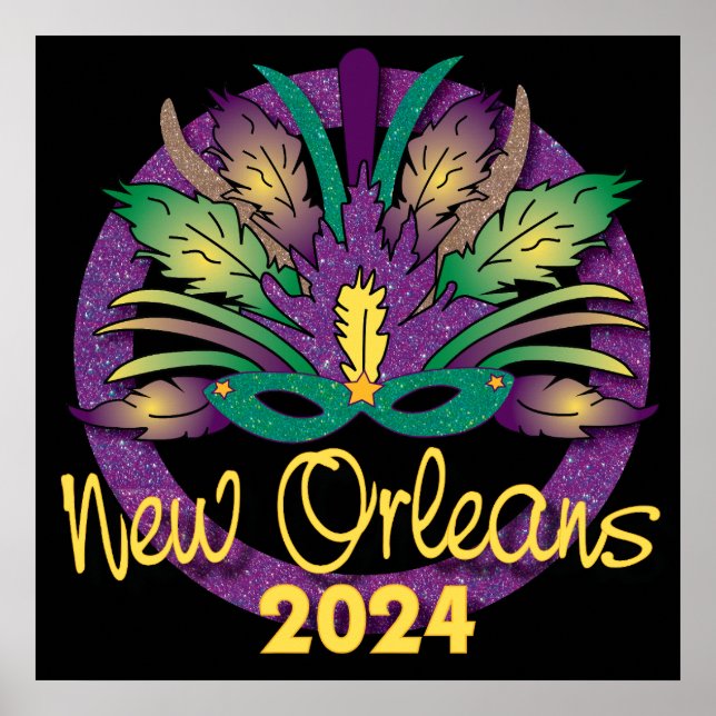 Mardi Gras Mask Poster - 2024 - Nova Orleans (Frente)