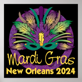 Mardi Gras Mask Poster - 2024 - Nova Orleans