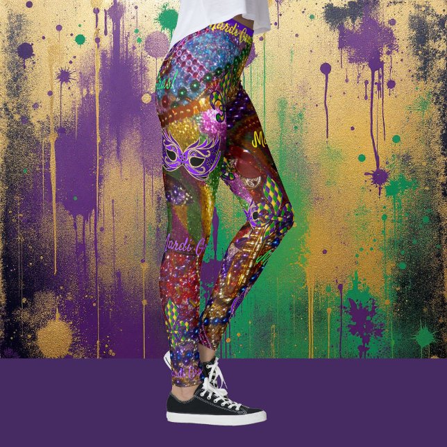 Mardi Gras Miçanga Máscara Leggings Confortáveis (Criador carregado)