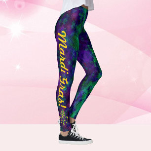 Mardi Gras, nome personalizado Calças de leggings