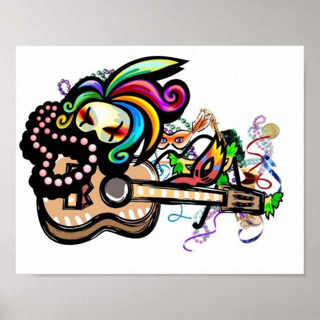 Mardi Gras Ukulele Poster (Frente)