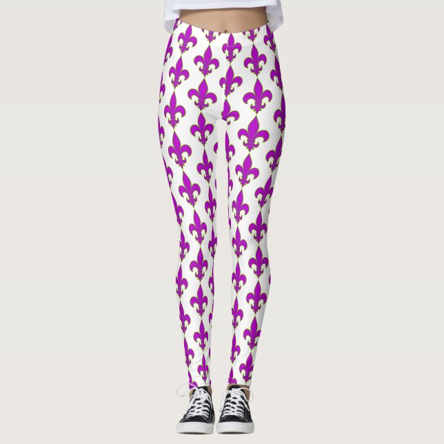Mardis Gras Fleur de Lis leggings (Frente)