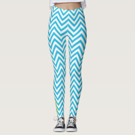Maré Elétrica: Leggings Azul e Branco com Chevron