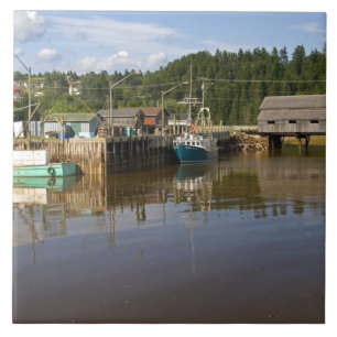 Maré média na Baía de Fundy em St. Martins, New