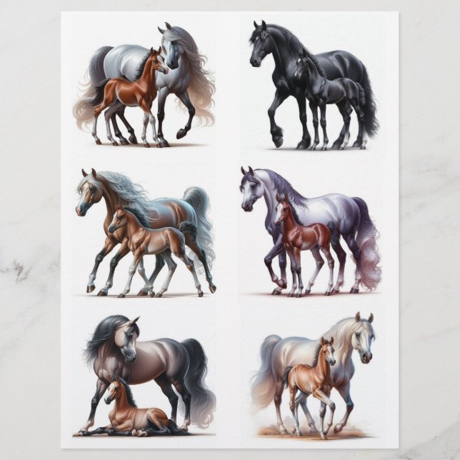 Mares & Foals ・ Fussycuts de cavalos de aquarela (Frente)