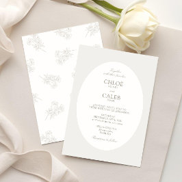 Marfim & Areia | Convite de Casamento Oval Botânic