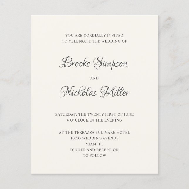 MARFIM | BAIXO CUSTO Casamento Mínimo Elegante Sim (Frente)