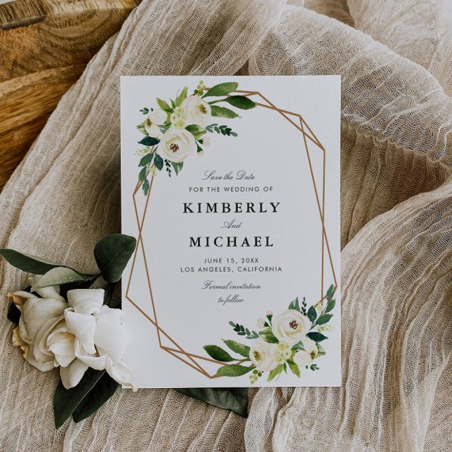 marfim branco floral geométrico salvar o cartão (Criador carregado)