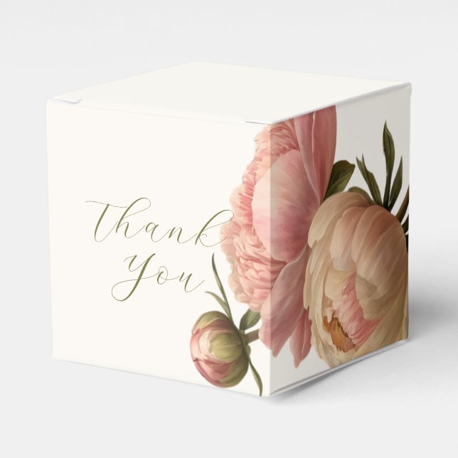 Marfim | Chic Rosa Weding Obrigado Caixa Favorável (Frente)