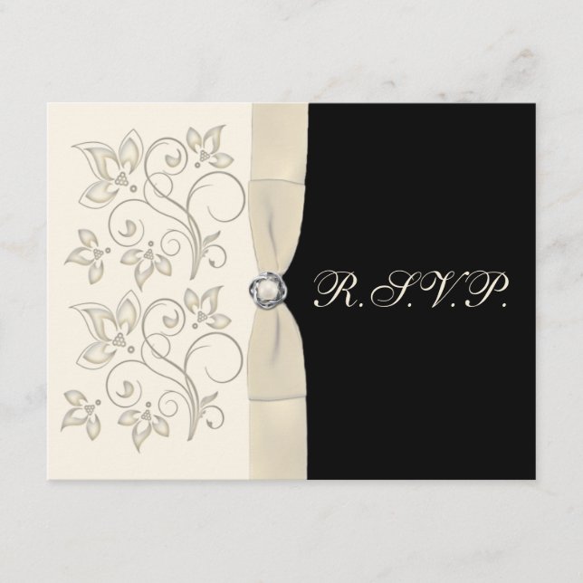 Marfim e Preto com Cartão de Resposta Nó de Amor P (Frente)