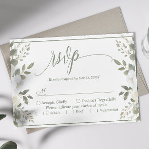 Marfim e Sage Script Floral Casamento Resposta de 