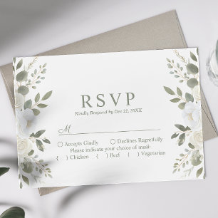 Marfim e Salvia Elegante RSVP de Casamento Floral