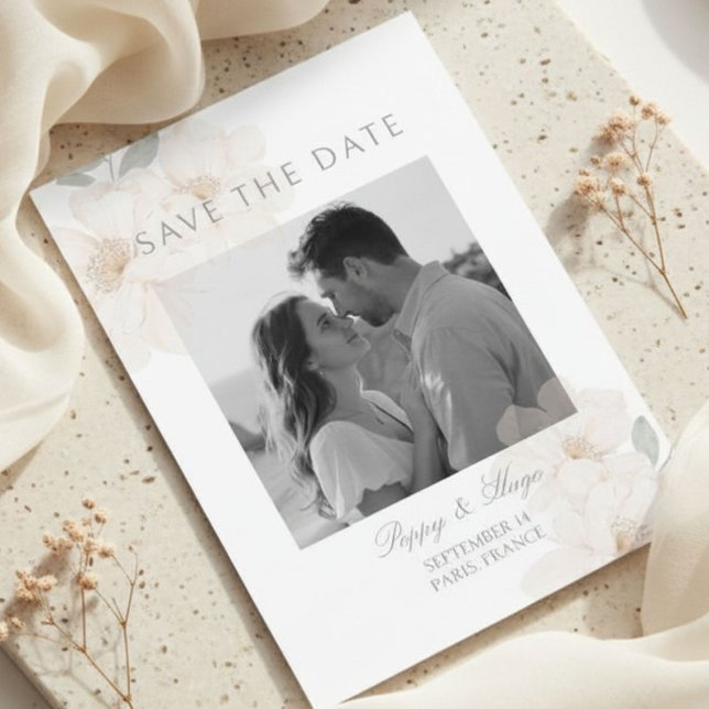 Marfim | Floral Aquarela Casamento Salve a Data (Criador carregado)
