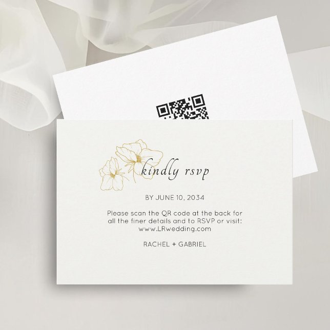 Marfim | RSVP de Casamento QR Minimalista de Chic  (Criador carregado)