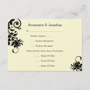 marfim RSVP do preto do vintage 3.5x5