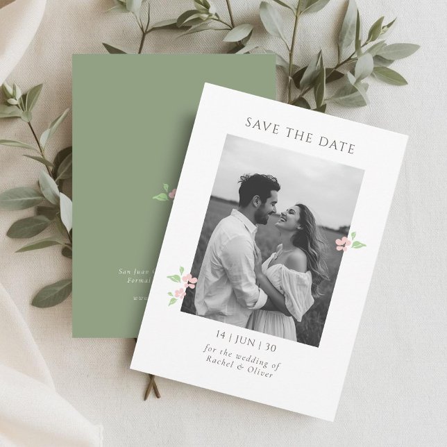 Marfim & Verde | Chic Save the Date de Casamento F (Criador carregado)