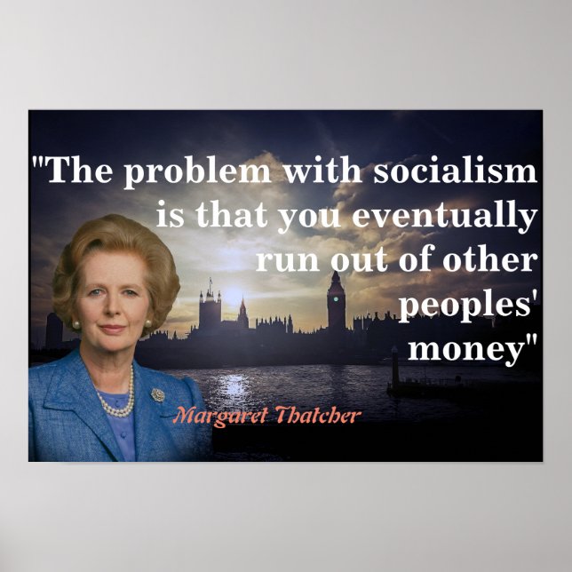 Margaret Thatcher Citação sobre o Poster do Social (Frente)