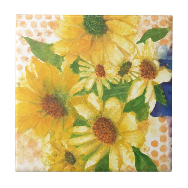 margarida amarela no vaso azul (Frente)