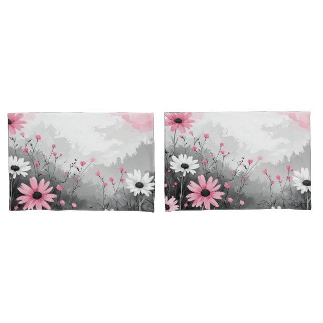 Margarida Aquarela Rosa e Branco (Frente - conjunto)