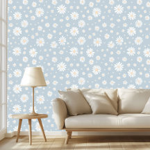 Margarida Azul Empoeirada Feminino Floral Estampa 
