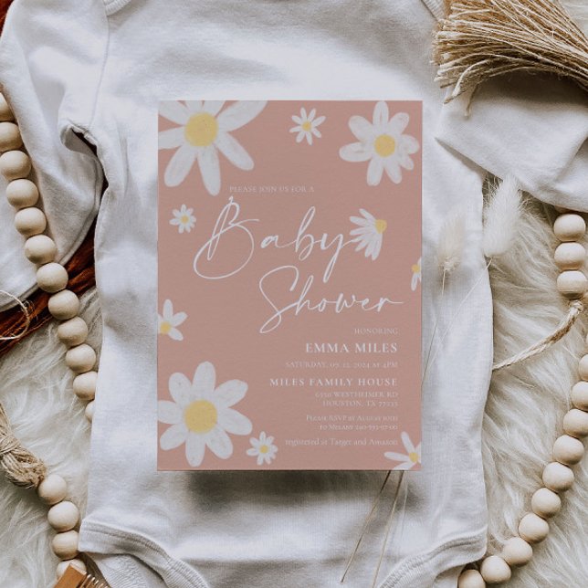 Margarida Rosa de Convite do chá de fraldas (Criador carregado)