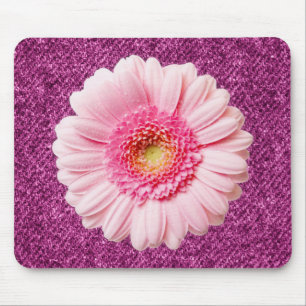 Margarida Rosa em Roxo Denim Boho Mousepad