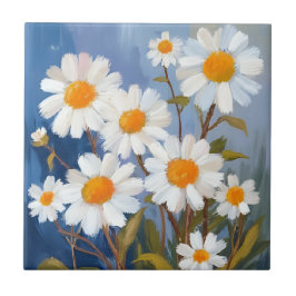 Margaridas Brancas Flores Aquarela Pintadas
