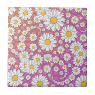 Margaridas Brancas Fofas em Fundo Amarelo Rosa
