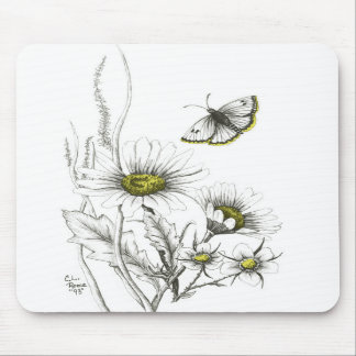 Margaridas e borboleta Mousepad