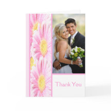 Margaridas Gerbera Rosa em Cartão de Agradecimento