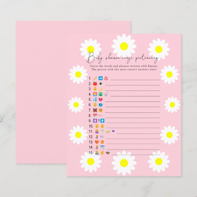 Margaridas - Jogo de imagens de emoji baby shower (Frente/Verso)