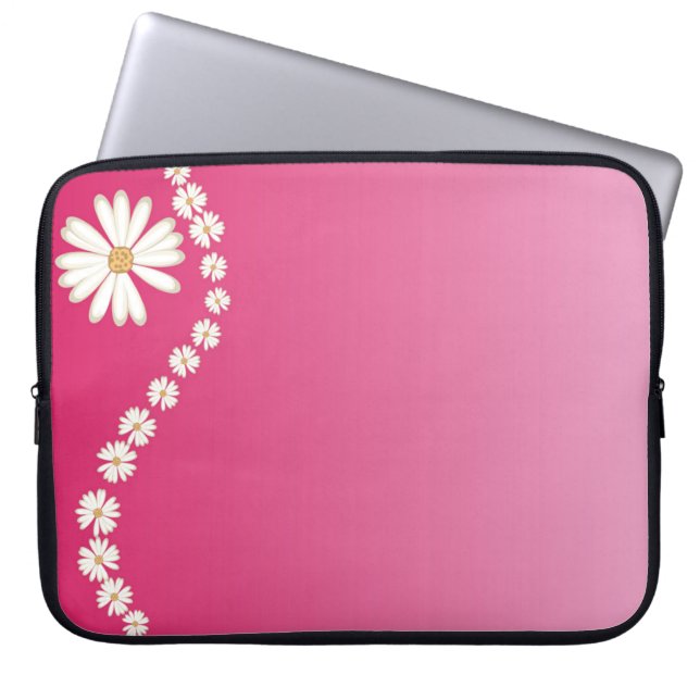 Margaridas na capa para computador portátil rosa (Frente)