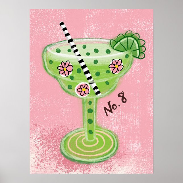 Margarita Na Arte De Parede De Poster Rosa (Frente)