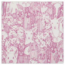 margherita menagerie pizza party berry tecido rosa