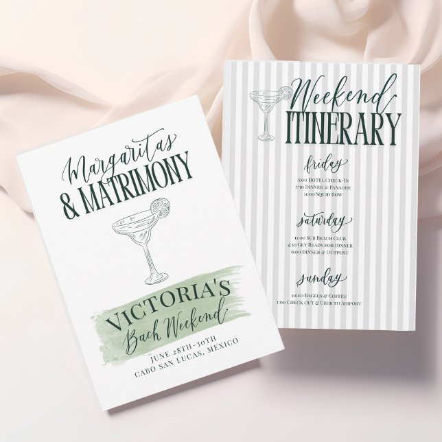 Margs e Matrimony Bachelorette Convite (Margaritas & Matrimony Bachelorette Party Invitation | Custom Bachelorette supplies for beach bride!)