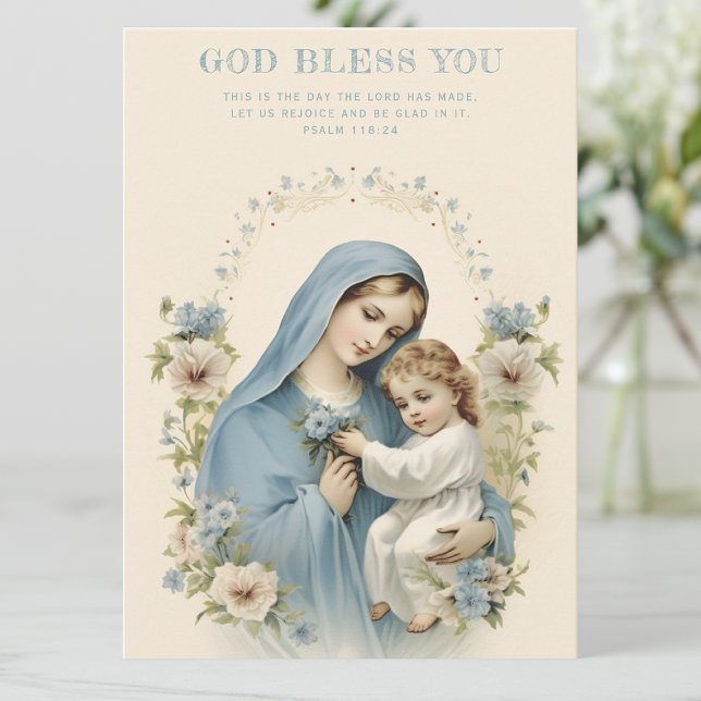 Maria Católica e Escritura Floral de Jesus (A sweet card for just about any occasion! Easy to personalize! )