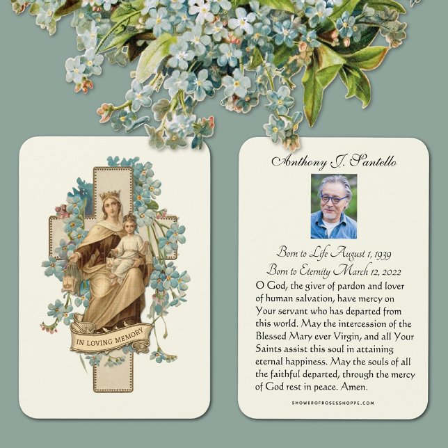 Maria e Jesus Cristo Memorial Funeral Oração Santa (Traditional Catholic Funeral Memorial Prayer Cards)