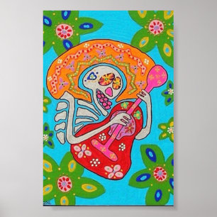 Mariachi Serenade Skeleton Poster