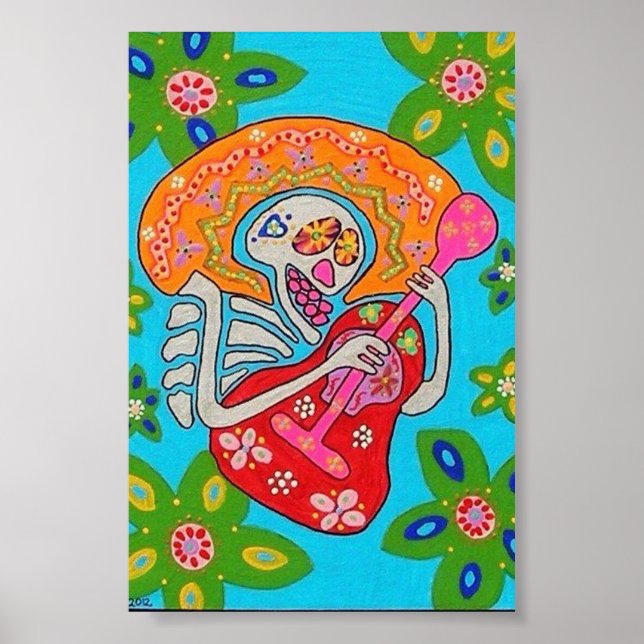 Mariachi Serenade Skeleton Poster (Frente)