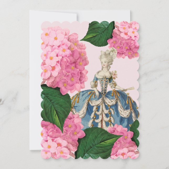 Marie Antoinette Pink Hydrangea Convites Personali (Frente)