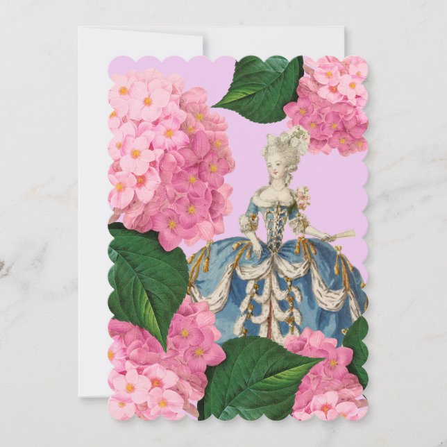 Marie Antoinette Pink Hydrangea Convites Personali (Frente)