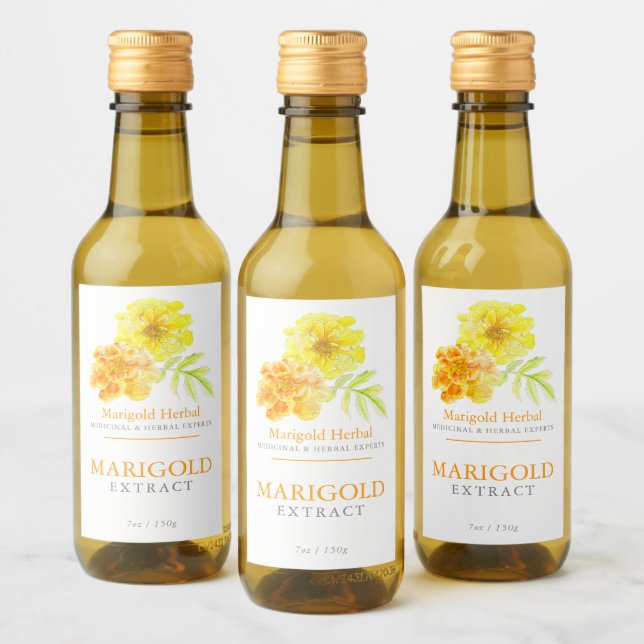 Marigold, produto de beleza, rótulo de tratamentos (Garrafas)
