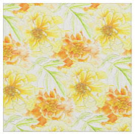 Marigold tecido botânico verde-amarelo