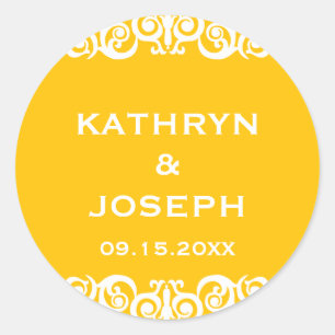 Marigold Victorian Scrol - etiqueta para o casamen