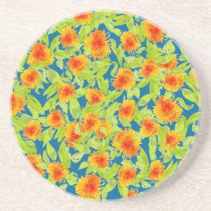 Marigolés bonito na Porta copos de Sandstone Azul